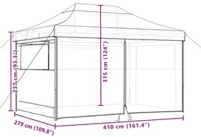 Tenda para festas pop-up dobrável com 4 paredes laterais bege