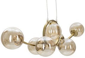 Candeeiro de Teto "Japan" — 115x30x36 cm — Ferro Dourado e Esferas de