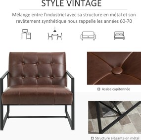 Poltrona relax Assento e encosto estofados Estrutura em metal Preto, revestimento sintético Castanho
