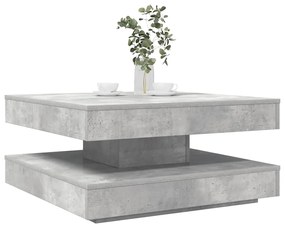 Mesa de centro rotativa a 360 graus 70x70x34,5 cm cinza cimento