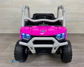 Carro elétrico para crianças 1 a 6 anos 12V 4x4 Buggy 1000RR rodas borracha e controlo remoto Rosa