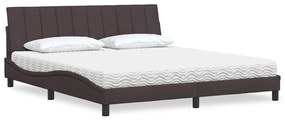 vidaXL Cama com colchão 180x200 cm tecido castanho-escuro