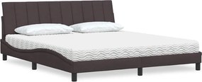 vidaXL Cama com colchão Hanko 180x200 cm tecido castanho-escuro