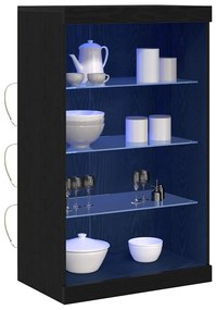 Sideboard vidaXL com Luzes LED Carvalho Preto 60,5x37x100 cm