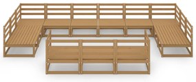 13 pcs conjunto lounge de jardim pinho maciço