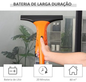 Limpa Vidros Elétrico 2 em 1 Aspirador Limpador de Vidros com Depósito de Água 300ml e Ponta de Borracha Inclui Pulverizador 19,5x12,5x33cm Laranja