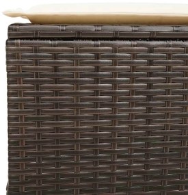 4 pcs conjunto sofás de jardim c/ almofadões vime PE castanho
