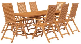 9 pcs conjunto de jantar para jardim madeira de acácia maciça
