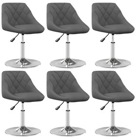 Cadeiras de jantar giratórias 6 pcs veludo cinzento-escuro