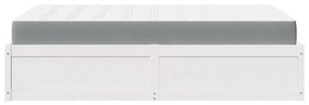 Cama com colchão 140x190 cm madeira de pinho maciça branco