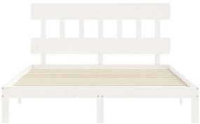 Cama sem colchão 160x200 cm madeira de pinho maciça branco