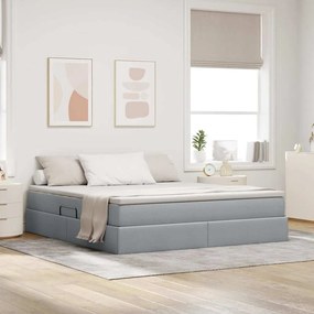 vidaXL Cama com arrumação e colchão Cinzento-claro 180 x 200 cm