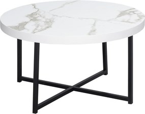 HOMCOM Mesa Centro Redonda Bancada Mármore Estrutura Metal Estilo Moderno 80x80x45cm Elegante Branco Preto | Aosom Portugal