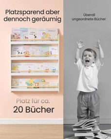 Estante para quarto infantil 12 x 80 x 100 cm com 4 prateleiras em branco