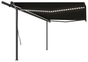 vidaXL Toldo automático com LED e sensor de vento 5x3 m antracite