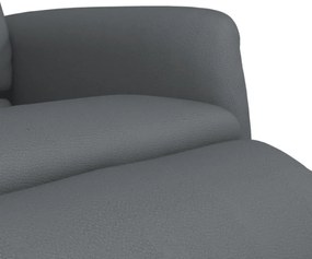 Cadeira reclinável com apoio de pés couro artificial cinzento