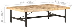 Mesa de centro 142x90x42 cm madeira de mangueira maciça
