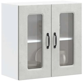 Armário de parede de cozinha porta vidro Kalmar concreto cinza