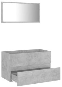2 pcs conj. móveis casa de banho contraplacado cinzento cimento
