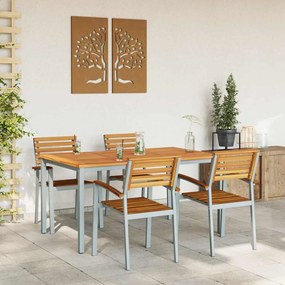 Conjunto de Jantar de Jardim com 5 Peças em Madeira Sólida de Acácia e