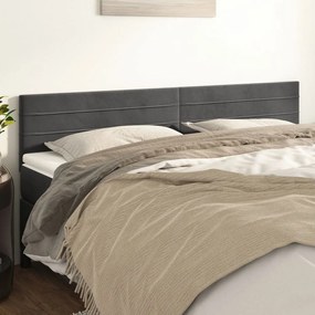 vidaXL Cabeceira de cama 2 pcs veludo 100x5x78/88 cm cinzento-escuro