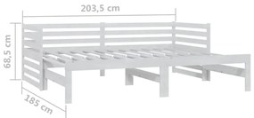 Estrutura sofá-cama de puxar 2x(90x200) cm pinho maciço branco