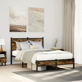 vidaXL Estrutura de cama sem colchão 120x200 cm metal carvalho fumado