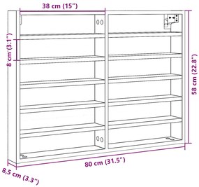 Armário vitrine 80x8,5x58 cm derivados de madeira preto