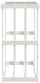 Suporte de lenha p/ exterior 108x52x106 cm pinho maciço branco