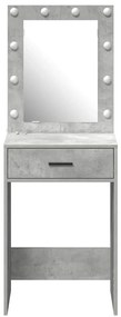 Mesa de Maquilhagem com Luzes LED em Cinza Concreto, 50x41x135 cm