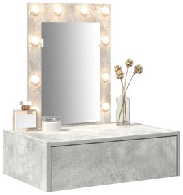 Mesa de Maquiagem Suspensa com Luzes LED Cinza Concreto