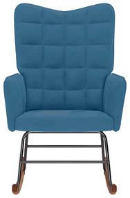 Cadeira de baloiço veludo azul