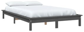 Estrutura de cama king 150x200 cm pinho maciço cinzento