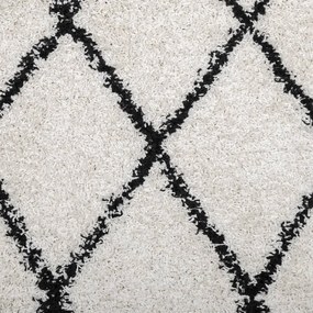 Tapete shaggy de pelo alto PAMPLONA 120x120 cm creme e preto