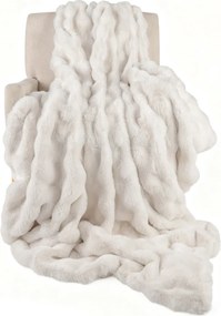 Manta de pele sintética de luxo 153 x 203 cm Manta de pelúcia macia, grossa e quente para Natal Decoração de cama, sofá ou poltrona Branca