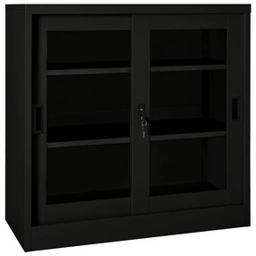 vidaXL Armário com porta deslizante aço 90x40x90 cm preto
