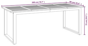 Conj. jantar p/ jardim 9 pcs madeira de acácia maciça e metal
