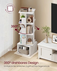 Estante 40 x 40 x 124,6 cm giratória 360° com compartimentos abertos e 4 níveis Coleção Custos Branca