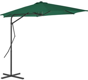 Guarda-sol de exterior com poste de aço 300 cm verde