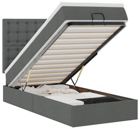vidaXL Estrutura cama otomana colchão 80x200 cm tecido cinzento escuro