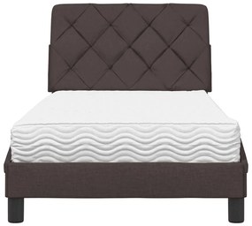 Cama com colchão 90x200 cm tecido castanho-escuro