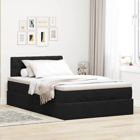 Estrutura de cama otomana com colchão preto 120x190 cm Veludo