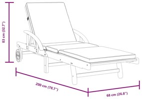 Espreguiçadeiras c/ almofadões 2 pcs 200x68x83 cm acácia maciça