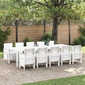 vidaXL Conjunto de Jantar para Jardim de 11 Peças Branco em Polirattan