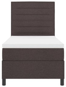 Cama Box com Colchão e LED, Castanho Escuro, 90 x 200 cm, Tecido