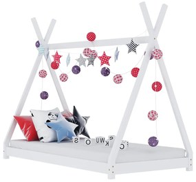 Estrutura de cama para crianças 70x140 cm pinho maciço branco