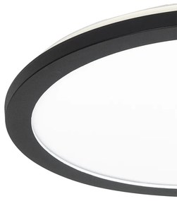 Plafon circular preto 40cm regulável-3-etapas LED IP44 - STEVE Moderno