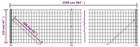 Cerca de malha de arame com flange 1,1x25 m verde