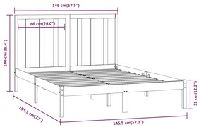 Cama sem colchão 140x190 cm madeira de pinho maciça
