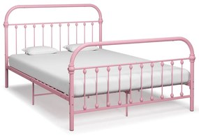 vidaXL Estrutura de cama 120x200 cm metal rosa